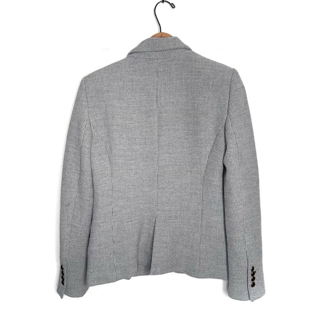 ZARA Gray Blazer Waffle Weave Structured Coat Gold Buttons Fitted Size Medium - Picture 5 of 9